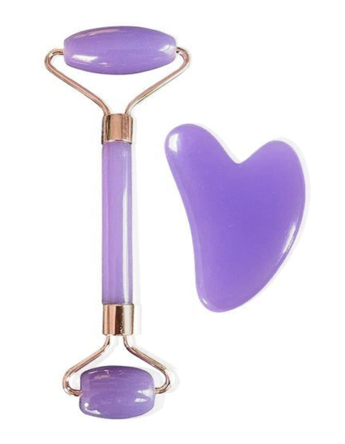 BODY QUEEN FACE – masažni valjček in Gua Sha , vijolična