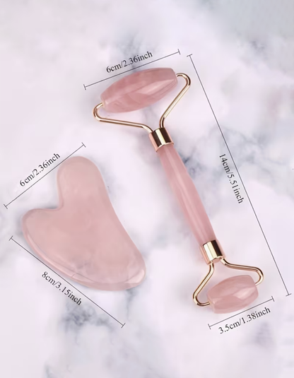 BODY QUEEN FACE – masažni valjček in Gua Sha, roza